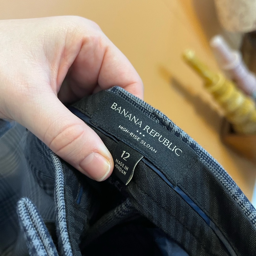 Banana Republic Charcoal Checkered Trousers